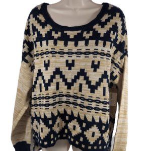 c'isa Sweater Lizard Thicket Blue Beige Sweater Women's Size Large